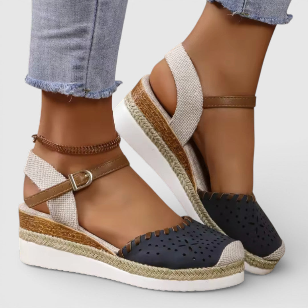 Dames Espadrille Sandalen met Enkelband