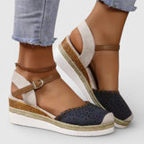 Dames Espadrille Sandalen met Enkelband