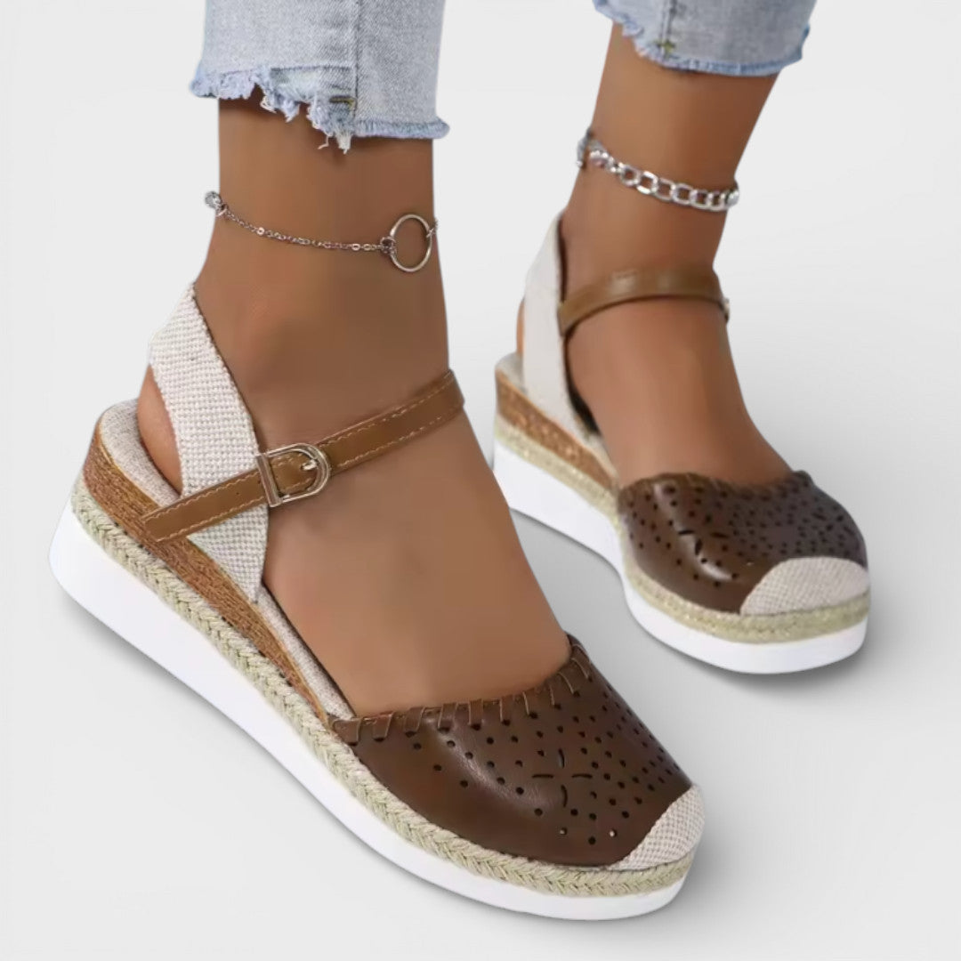 Dames Espadrille Sandalen met Enkelband