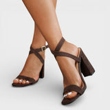 Dames Sandalen met Blokhak en Kruisbanden
