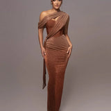 Elegante One Shoulder Avondjurk met Glans