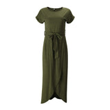 Casual Midi Jurk met Knoopdetail en Split