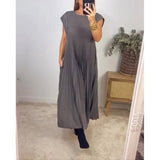 Dames Maxi Jurk met V-Hals en Mouwloos Ontwerp