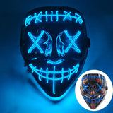 LED Halloween masker – draadloos lichtgevend party masker met meerdere stijlen en knipperende effecten, perfect voor Halloween, feestjes en cosplay voor kinderen en volwassenen.