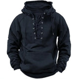 Heren hoodie met vetersluiting en dikke stof