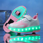 SparkRunners LED rolschaats sneakers voor kinderen – comfortabele en duurzame lichtgevende schoenen met kleurrijke LED-zolen, perfect voor buitenspelen en sportief plezier.