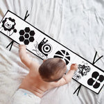 Zwart-wit sensorisch babyboek – Montessori speelgoed met contrastrijke illustraties, stimuleert visuele ontwikkeling en nieuwsgierigheid bij baby’s.