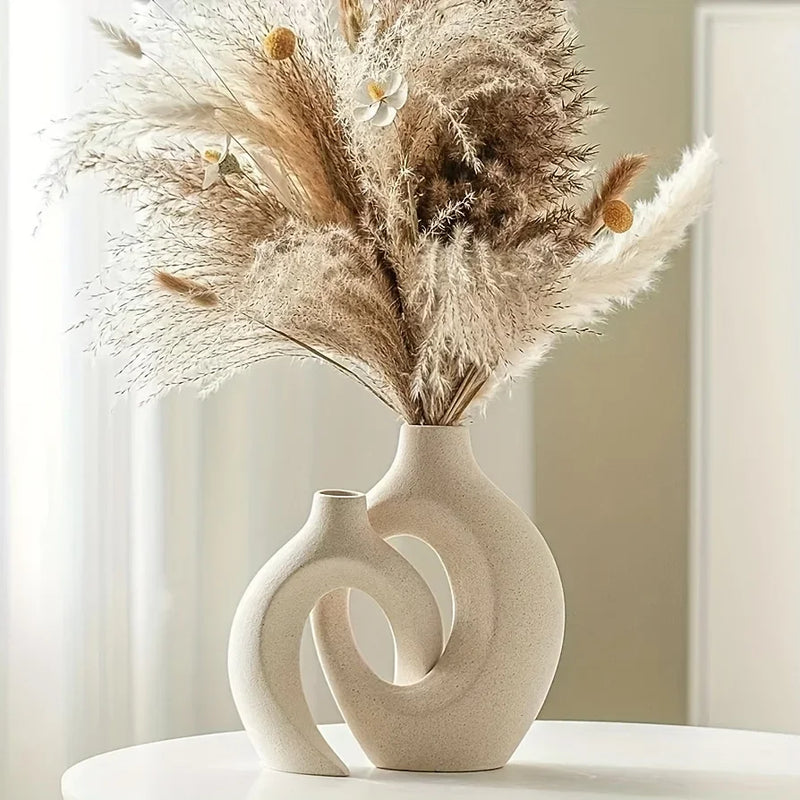 Keramische design vaas set – moderne en stijlvolle decoratie voor bloemen, droogbloemen en pluimen, perfect voor elk interieur.