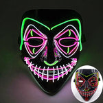 LED Halloween masker – draadloos lichtgevend party masker met meerdere stijlen en knipperende effecten, perfect voor Halloween, feestjes en cosplay voor kinderen en volwassenen.