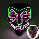 LED Halloween masker – draadloos lichtgevend party masker met meerdere stijlen en knipperende effecten, perfect voor Halloween, feestjes en cosplay voor kinderen en volwassenen.