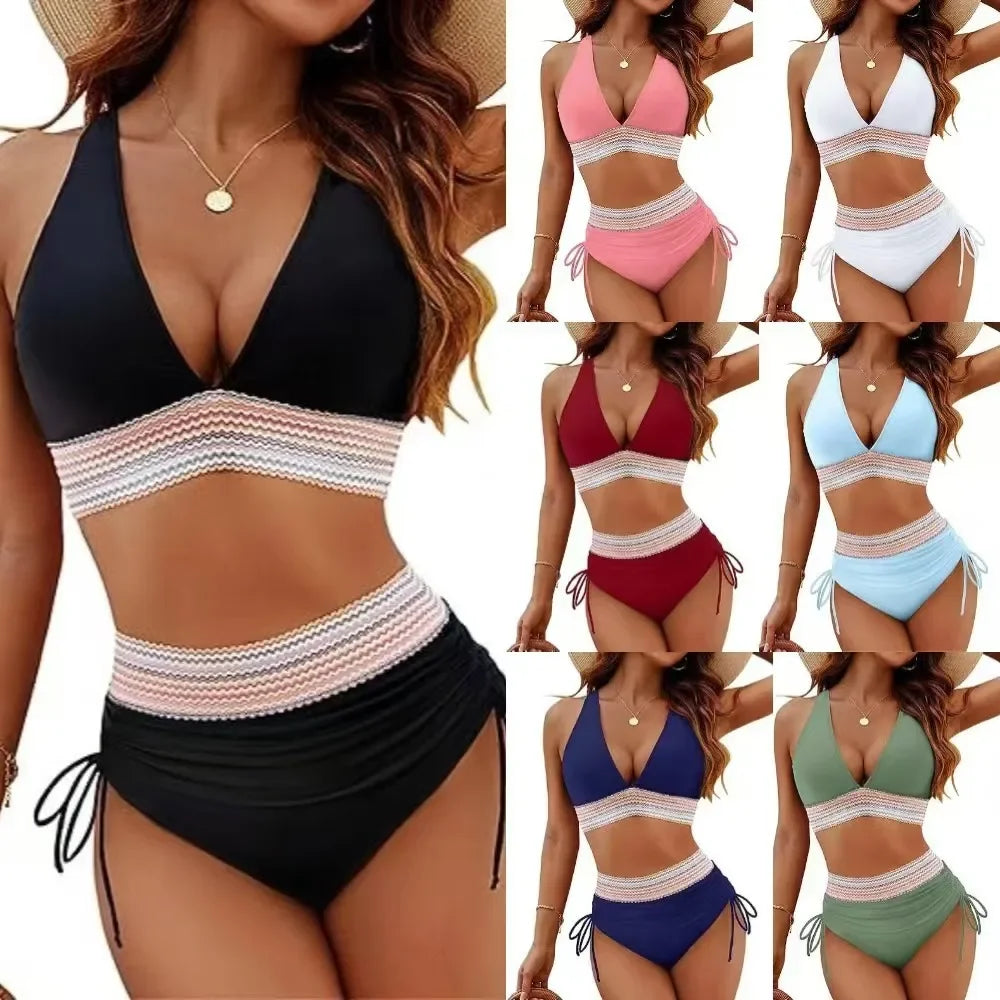 Tummy control bikini set voor dames – flatterende en comfortabele zwemsuit met controlerende taille, ideaal voor het creëren van een slanker silhouet. Perfect voor stranddagen en zwembaden.