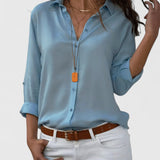 Dames blouse met V-hals en lange mouwen