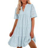 Dames Midi Jurk met Korte Mouwen en Geplooide Rok