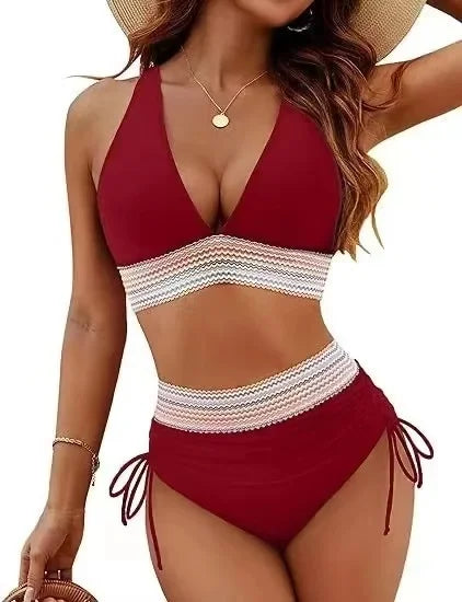Tummy control bikini set voor dames – flatterende en comfortabele zwemsuit met controlerende taille, ideaal voor het creëren van een slanker silhouet. Perfect voor stranddagen en zwembaden.