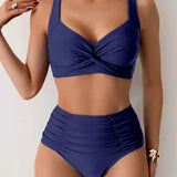 Dames Bikini met Gedraaide Top en Hoge Taille