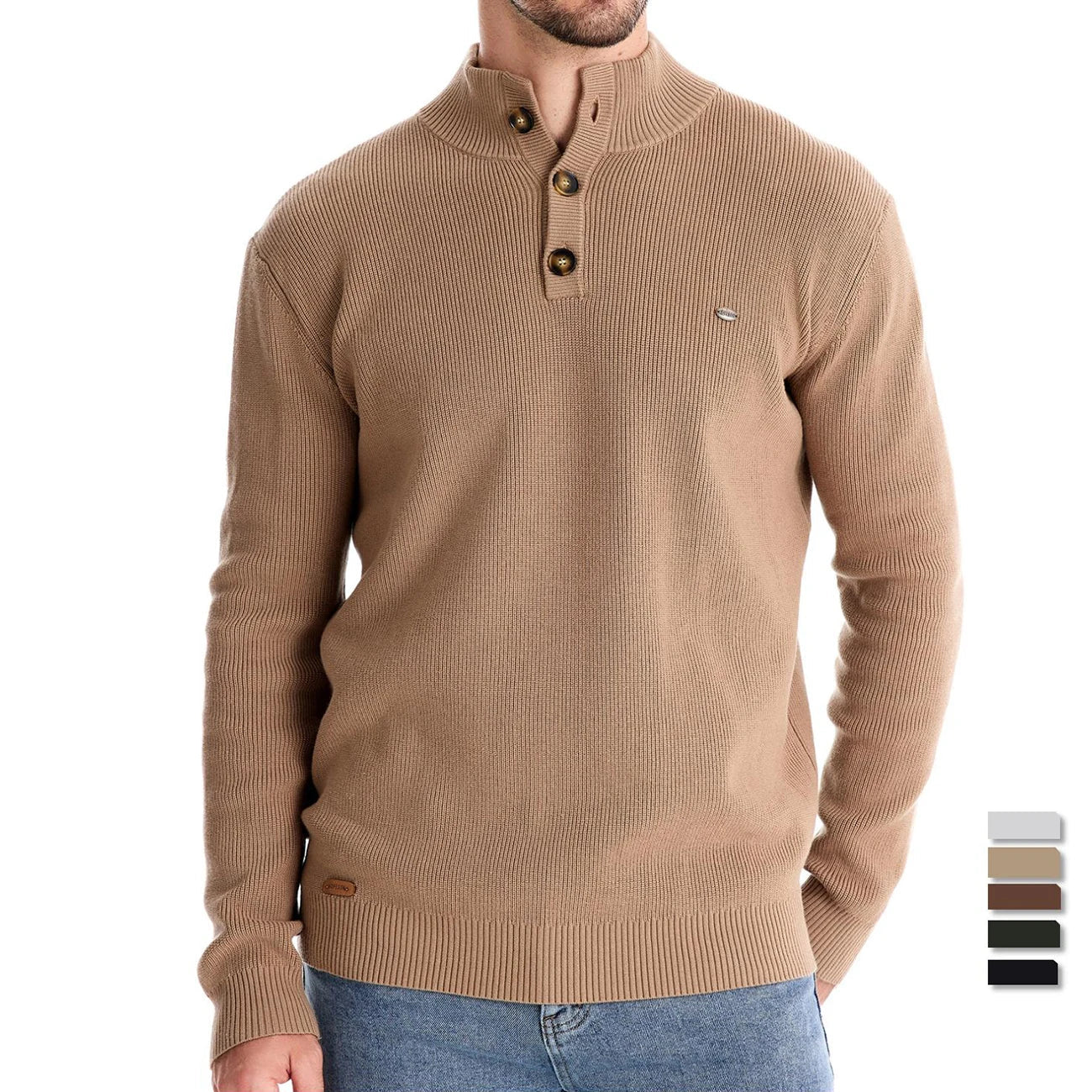 Heren trui met knoopdesign – stijlvol en comfortabel, perfect voor elke dag. Een moderne twist op een klassiek ontwerp voor een casual, modieuze uitstraling.