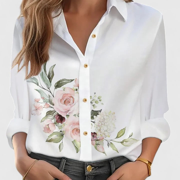 Dames blouse met bloemenprint en knoopsluiting