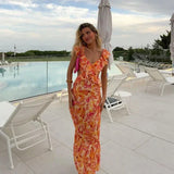 Maxi Jurk met Bloemenprint en Volantdetails