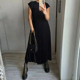 Dames Maxi Jurk met V-Hals en Mouwloos Ontwerp