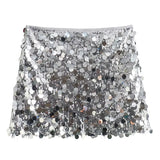 Glitter Pailletten Mini Rok met Hoge Taille en Glam Look