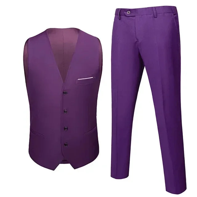Heren slim fit set – stijlvol gilet en bijpassende broek, moderne pasvorm en hoogwaardige stof voor zakelijke en formele gelegenheden.