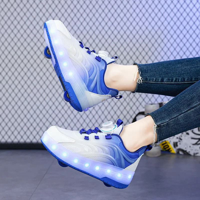 LED licht rolschaats schoenen – verlichte USB sneakers voor kinderen, comfortabel en veilig met kleurrijk design, ideaal voor plezier en buitenactiviteiten.
