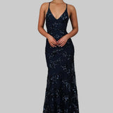 Dames Pailletten Maxi Jurk met Diepe V-hals