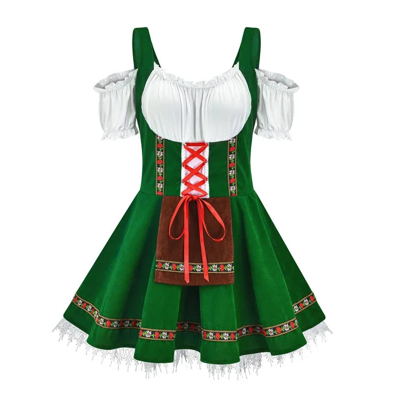 Trendy Oktoberfest dirndl-jurk voor dames – moderne Beierse jurk met elegante pasvorm, stijlvolle details en hoogwaardige stof, perfect voor bierfeesten en thema-evenementen.