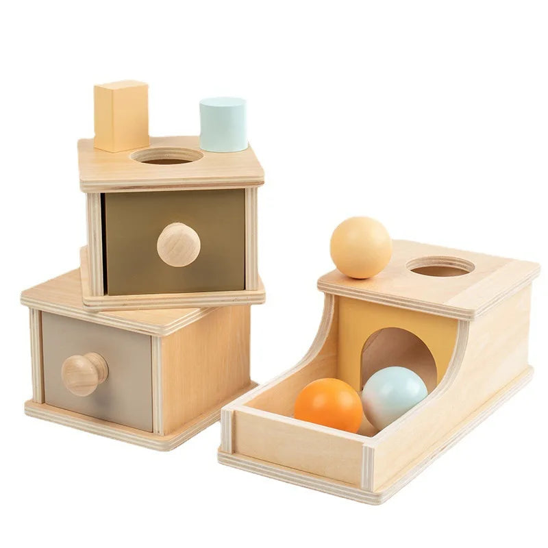 Montessori kleurenspel trommel – sensorisch speelgoed voor baby’s, kleurrijk en duurzaam materiaal, stimuleert zintuigen en motorische ontwikkeling.