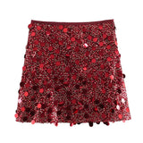 Glitter Pailletten Mini Rok met Hoge Taille en Glam Look