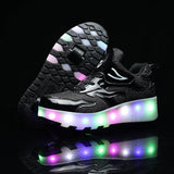 SparkRunners LED rolschaats sneakers voor kinderen – comfortabele en duurzame lichtgevende schoenen met kleurrijke LED-zolen, perfect voor buitenspelen en sportief plezier.