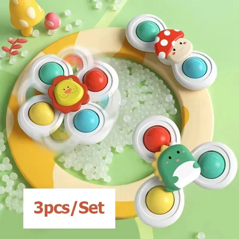 3-delige zuignap draaier – fidget spinner - educatief badspeelgoed voor uren speelplezier. Stimuleert de motorische ontwikkeling van je kleintje tijdens het baden.