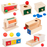Montessori kleurenspel trommel – sensorisch speelgoed voor baby’s, kleurrijk en duurzaam materiaal, stimuleert zintuigen en motorische ontwikkeling.