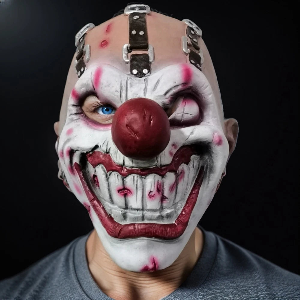 Halloween killer clown masker – griezelig latex horror masker met enge details, ideaal voor Halloween feesten, cosplay en horrorparty’s.