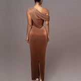 Elegante One Shoulder Avondjurk met Glans