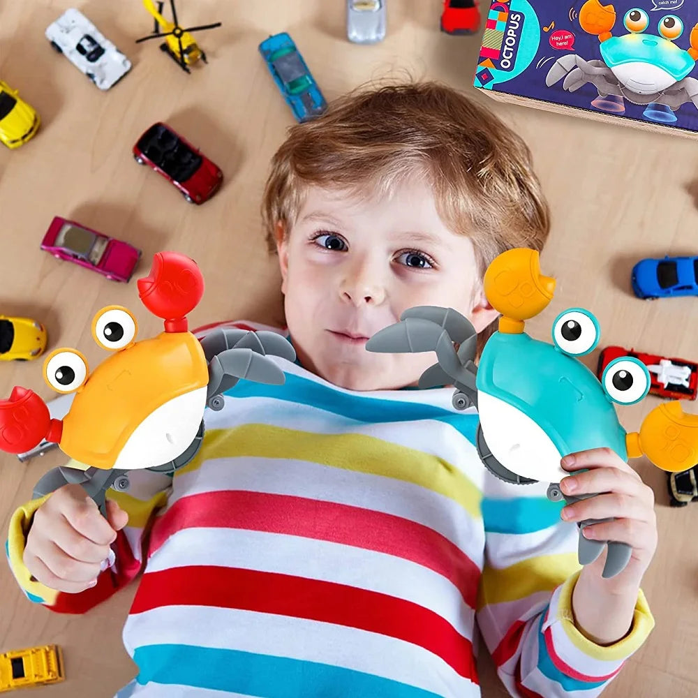 Dansende krab – Montessori interactief kruipend baby speelgoed dat de motorische vaardigheden en zintuiglijke ontwikkeling bevordert, met vrolijke bewegingen en geluiden.