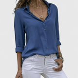 Dames blouse met V-hals en lange mouwen