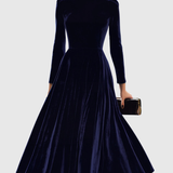 Dames Fluwelen Maxi Jurk met Lange Mouwen