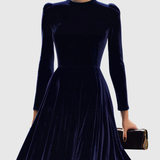 Dames Fluwelen Maxi Jurk met Lange Mouwen