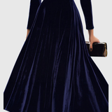 Dames Fluwelen Maxi Jurk met Lange Mouwen