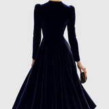 Dames Fluwelen Maxi Jurk met Lange Mouwen