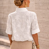 Dames Blouse met Ronde Hals en Korte Mouwen