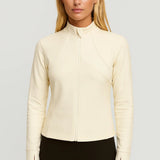 Elegante Getailleerde Top met Hoge Hals en Rits