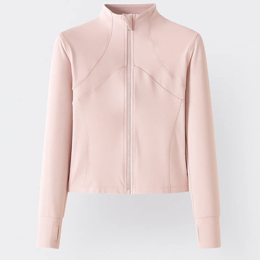 Elegante Getailleerde Top met Hoge Hals en Rits