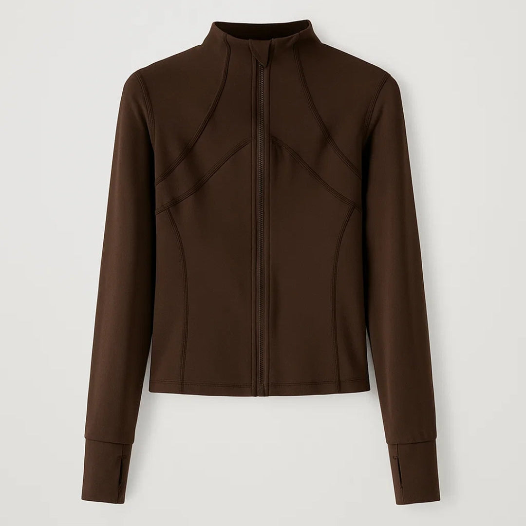 Elegante Getailleerde Top met Hoge Hals en Rits