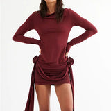 Asymmetrische Mini Jurk met Plooidetails