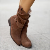 Dames Halfhoge Suède Laarzen met Gesp