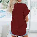 Dames Blouse met Kraag en Korte Mouwen