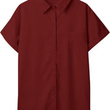 Dames Blouse met Kraag en Korte Mouwen
