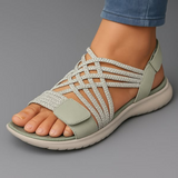 Dames Sandalen met Gekruiste Elastische Bandjes